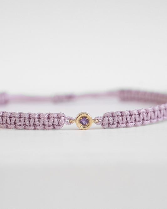 14K Solid Gold Amethyst Friendship Bracelet