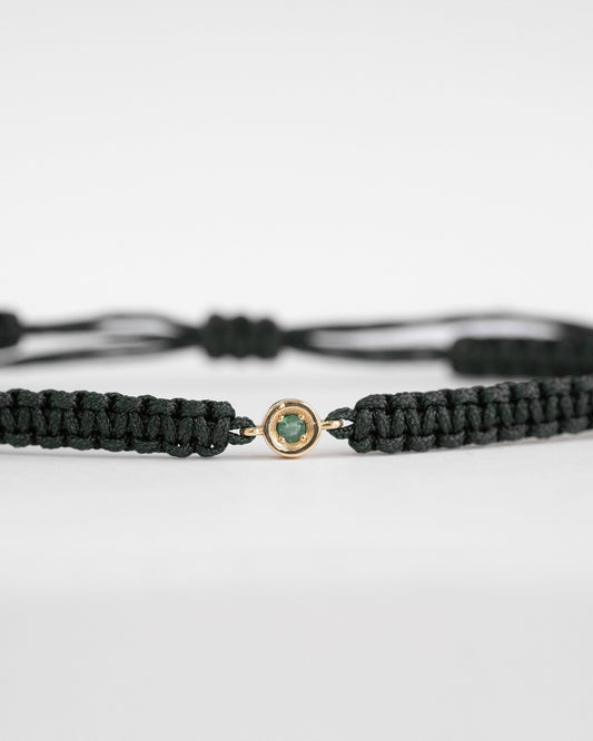14K Solid Gold Emerald Friendship Bracelet