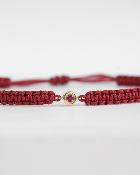 14K Solid Gold Ruby Friendship Bracelet