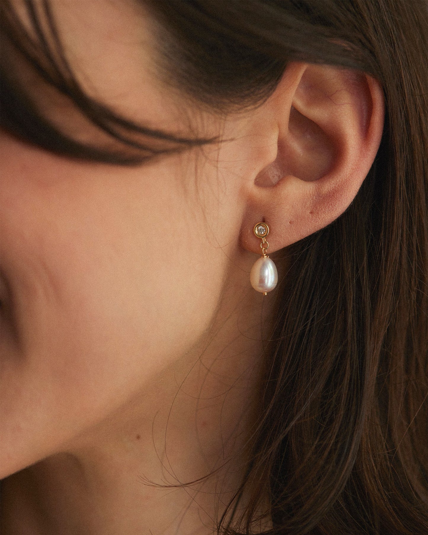 Diamond And Pearl Drop Earrings