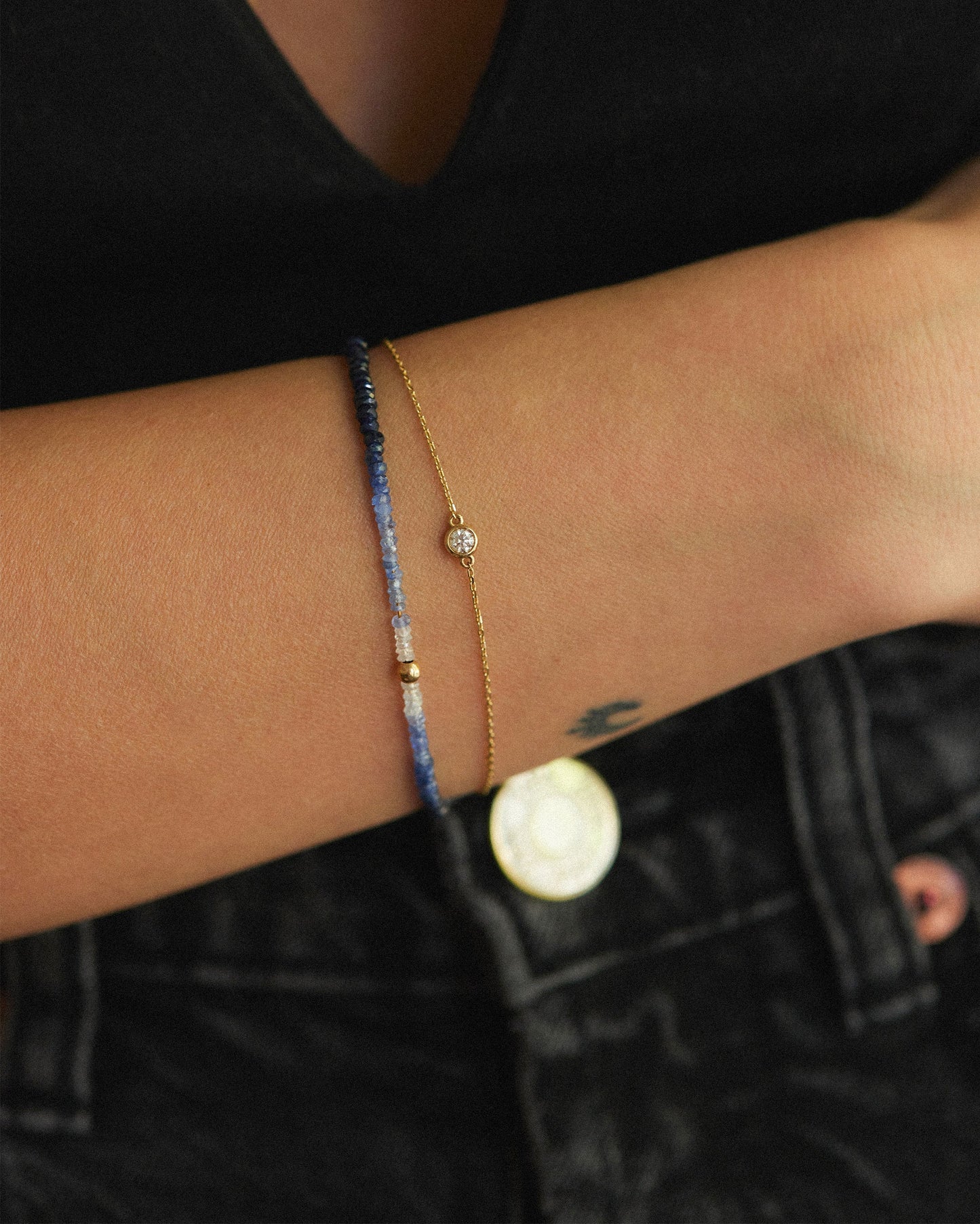 14K Solid Gold Shaded Sapphire Bracelet