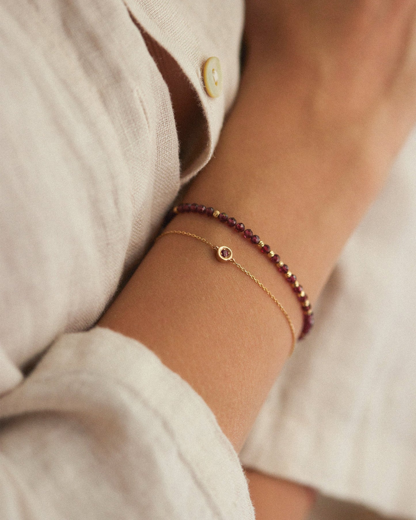 14K Solid Gold Solitaire Ruby Bracelet