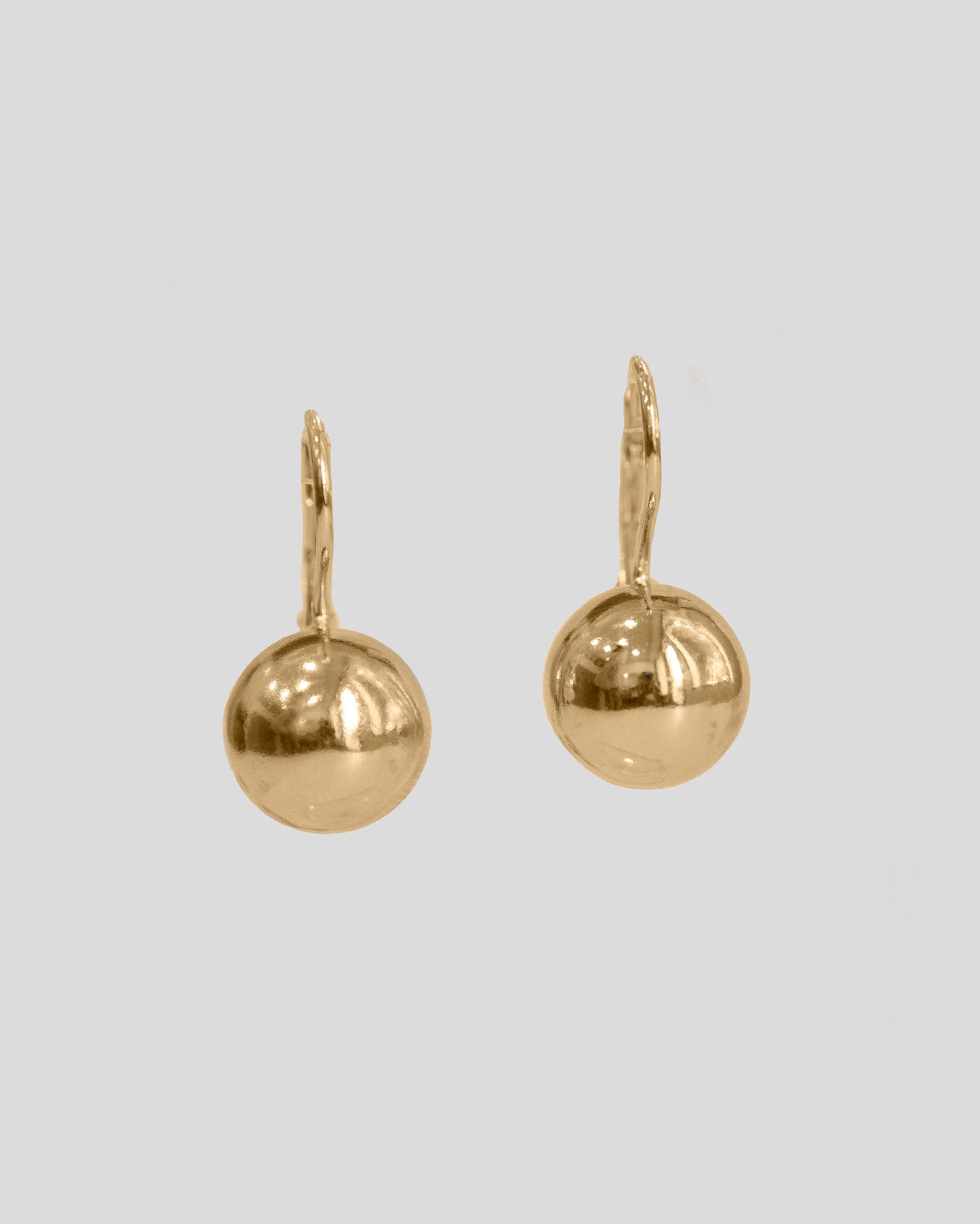 leverback gold vemeil drop ball earrings