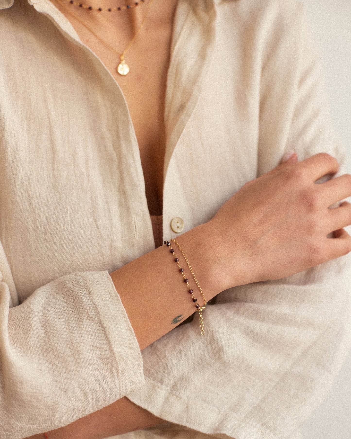 Garnet Chain Bracelet