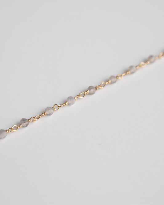chain anklet with light grey stones, labradorite anklet