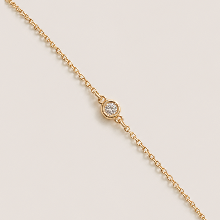 14K Solid Gold 0.06ct Diamond Bracelet