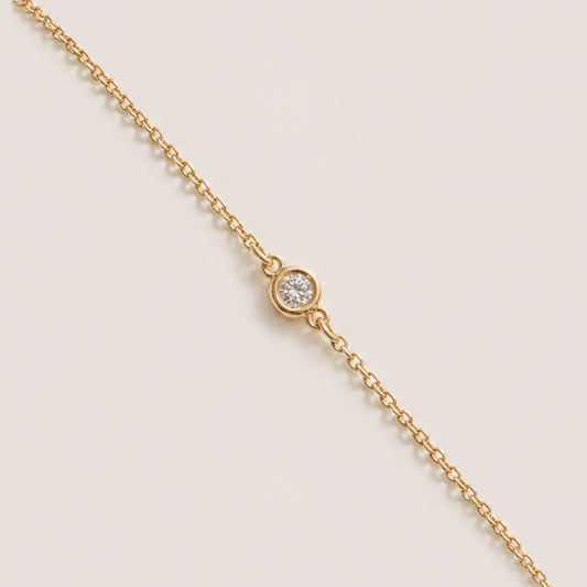 14K Solid Gold 0.06ct Diamond Bracelet