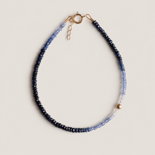 14K Solid Gold Shaded Sapphire Bracelet