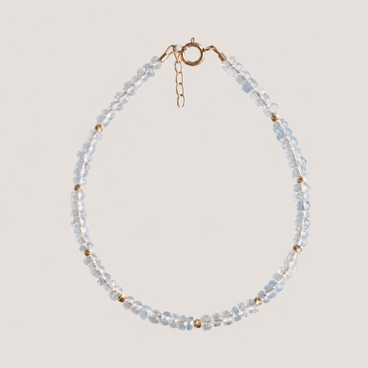14K Solid Gold Aquamarine Bracelet