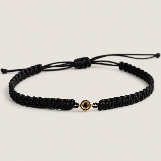 14K Solid Gold Black Diamond Friendship Bracelet