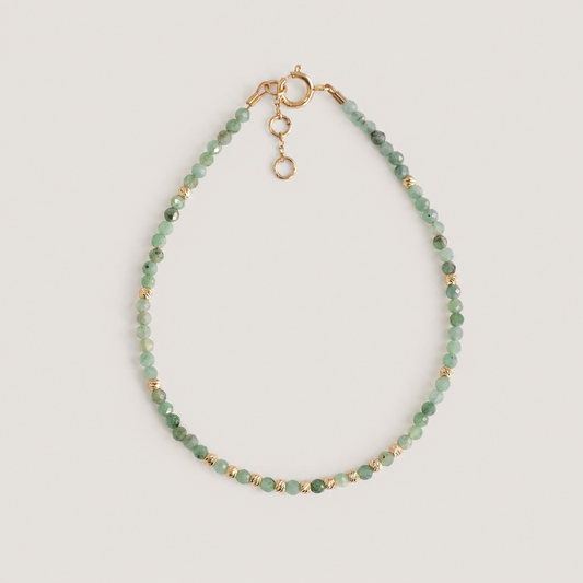 14K Solid Gold Emerald Bracelet