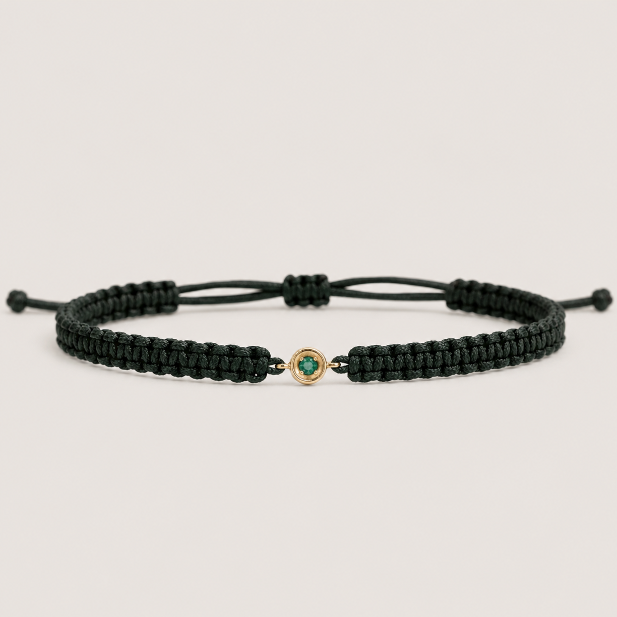 14K Solid Gold Emerald Friendship Bracelet