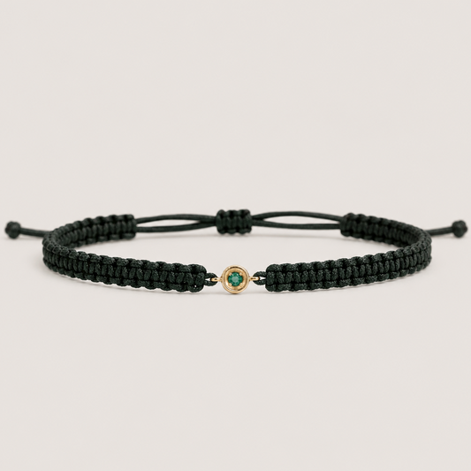 14K Solid Gold Emerald Friendship Bracelet
