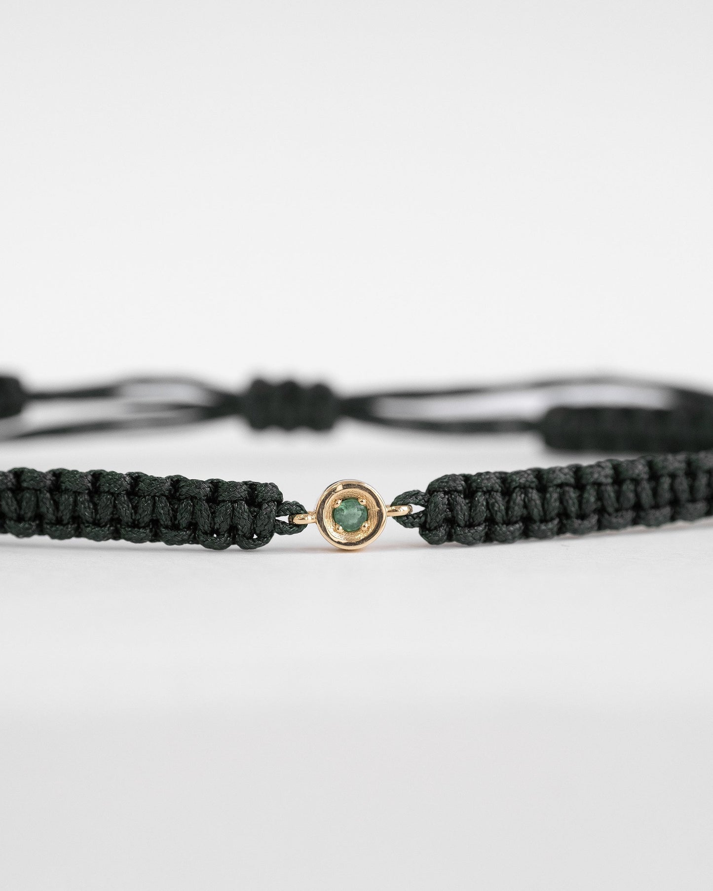 14K Solid Gold Emerald Friendship Bracelet