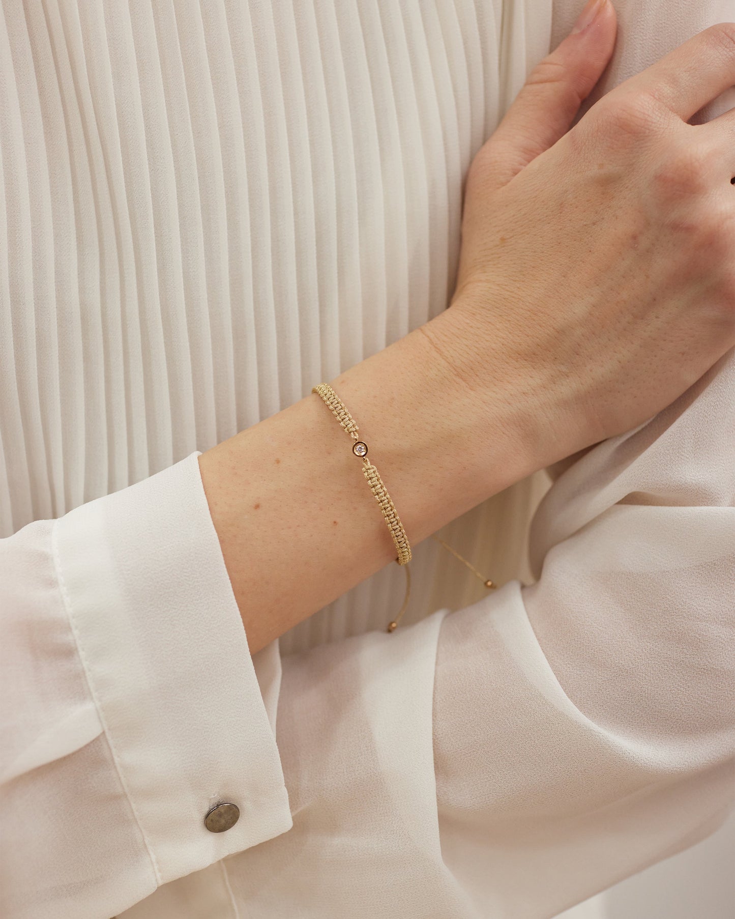 14K Solid Gold Diamond Friendship Bracelet