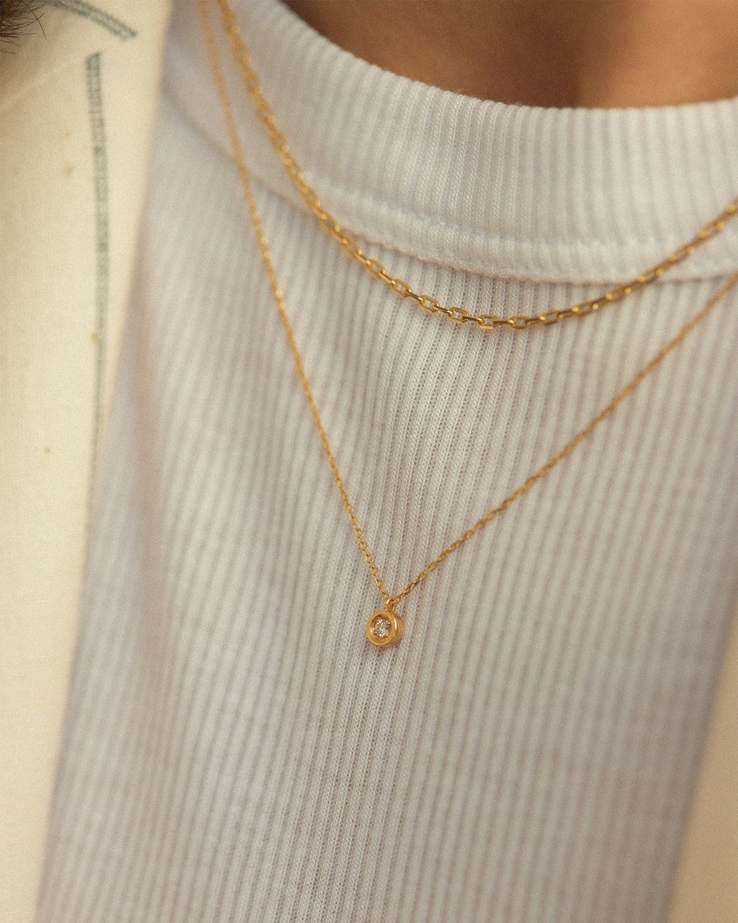 Dainty Bezel Set Diamond Necklace