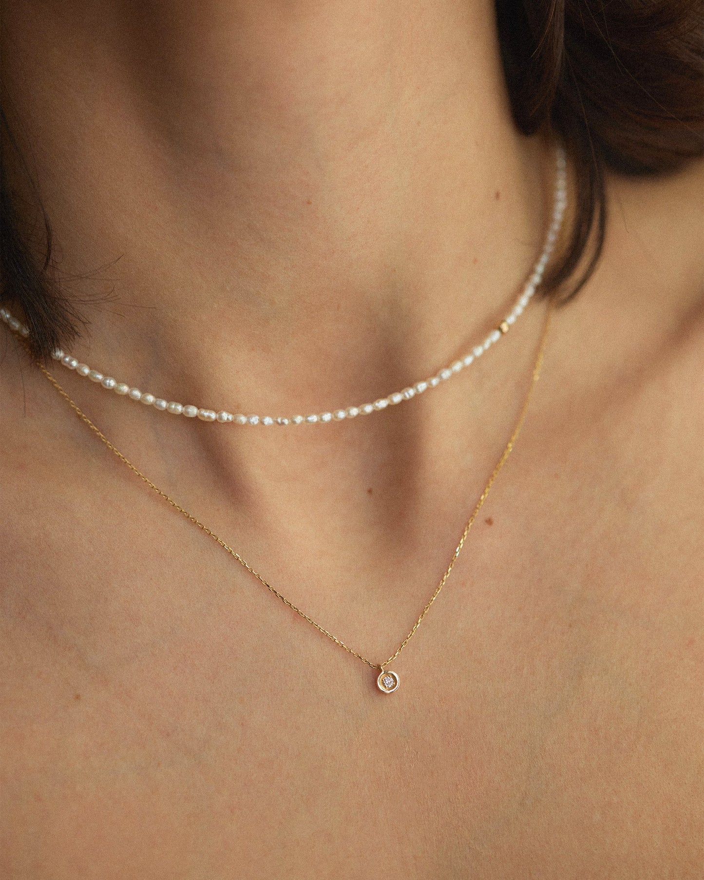 Dainty Bezel Set Diamond Necklace
