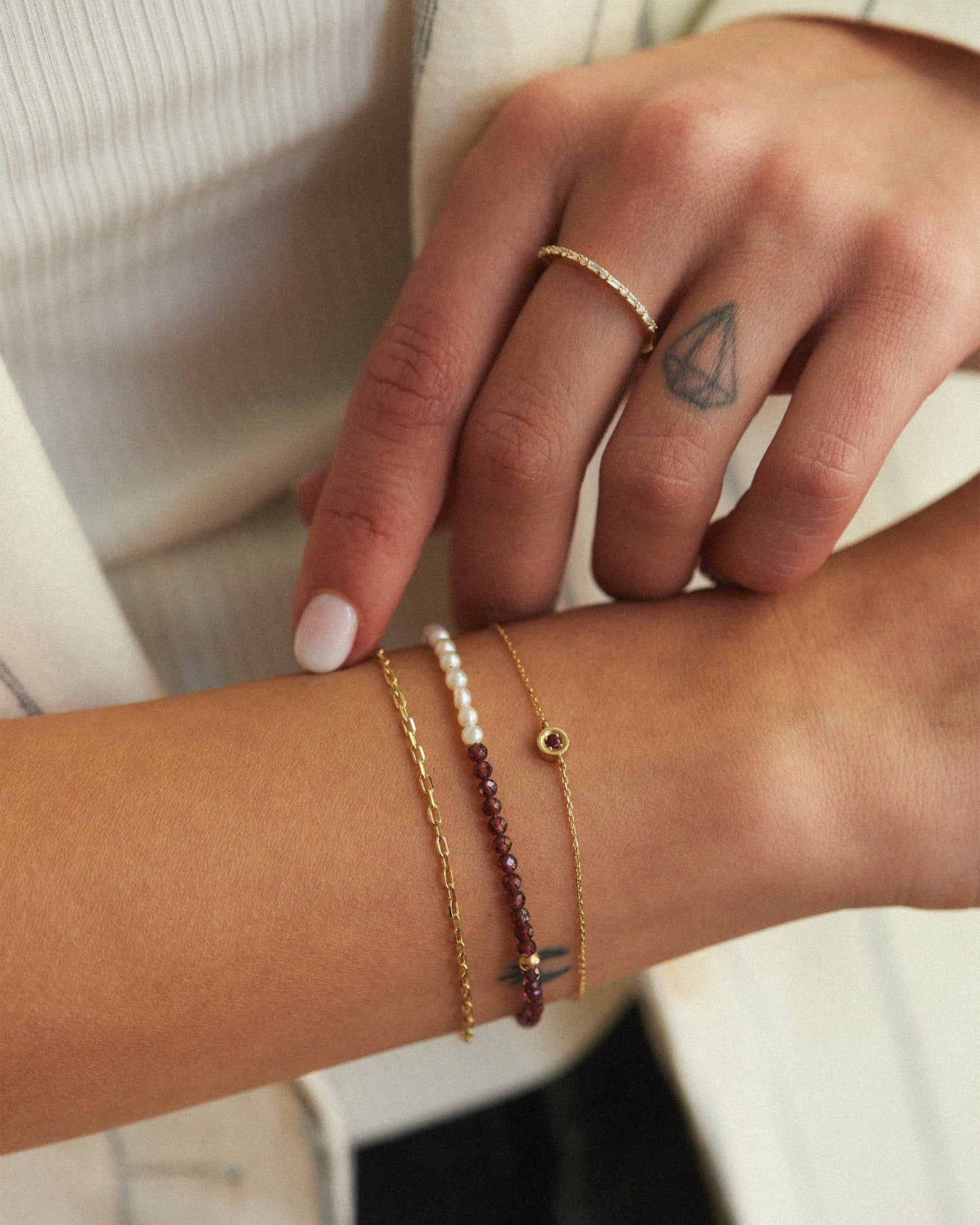 14K Solid Gold Solitaire Ruby Bracelet