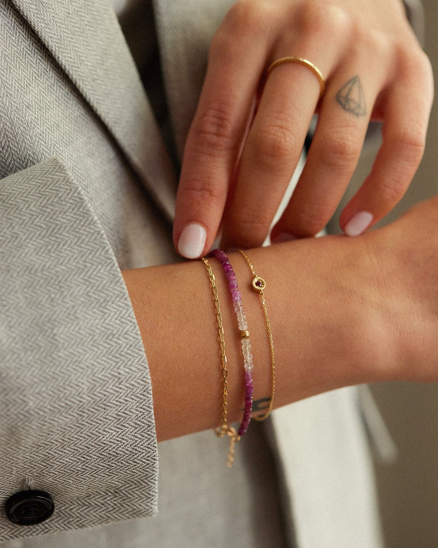 14K Solid Gold Shaded Ruby Bracelet
