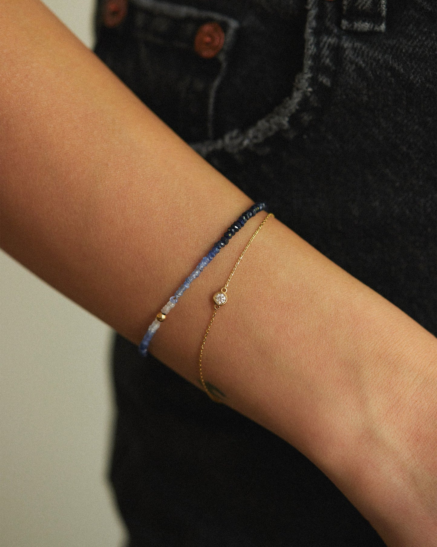 14K Solid Gold Shaded Sapphire Bracelet