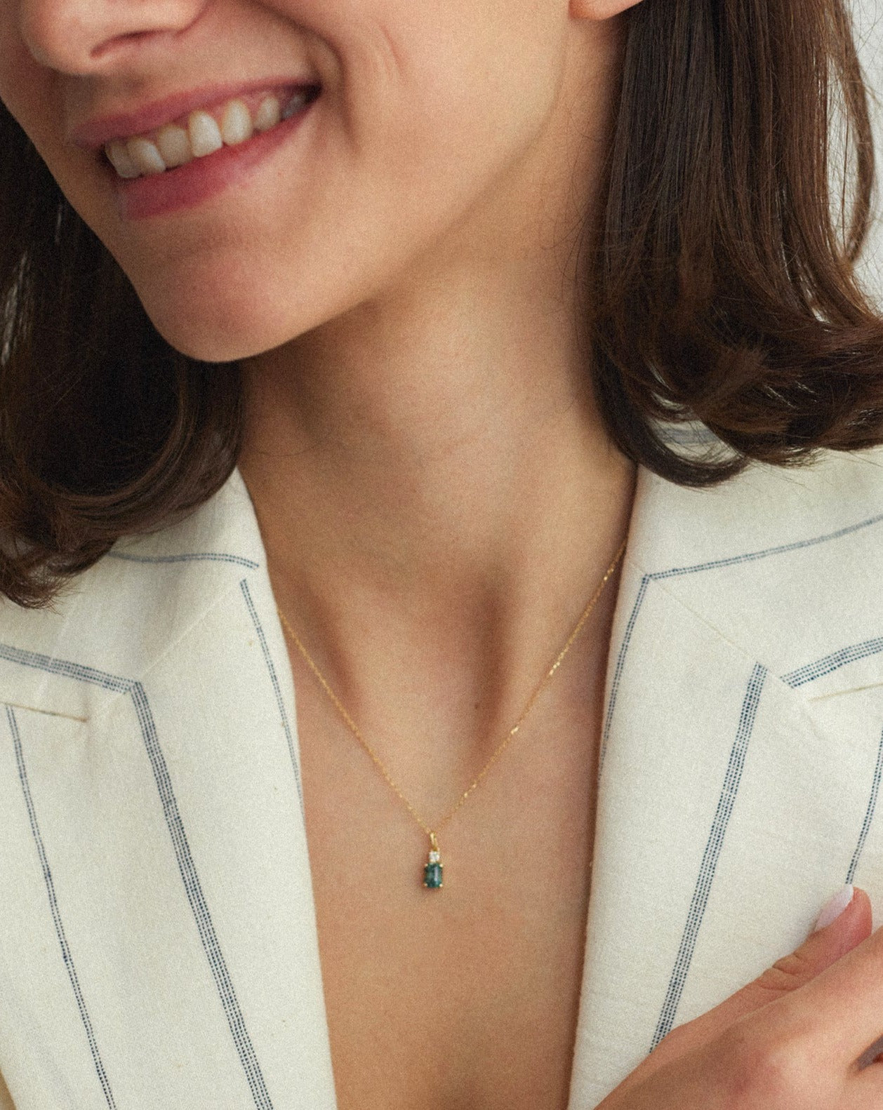 Teal Sapphire And Diamond Necklace