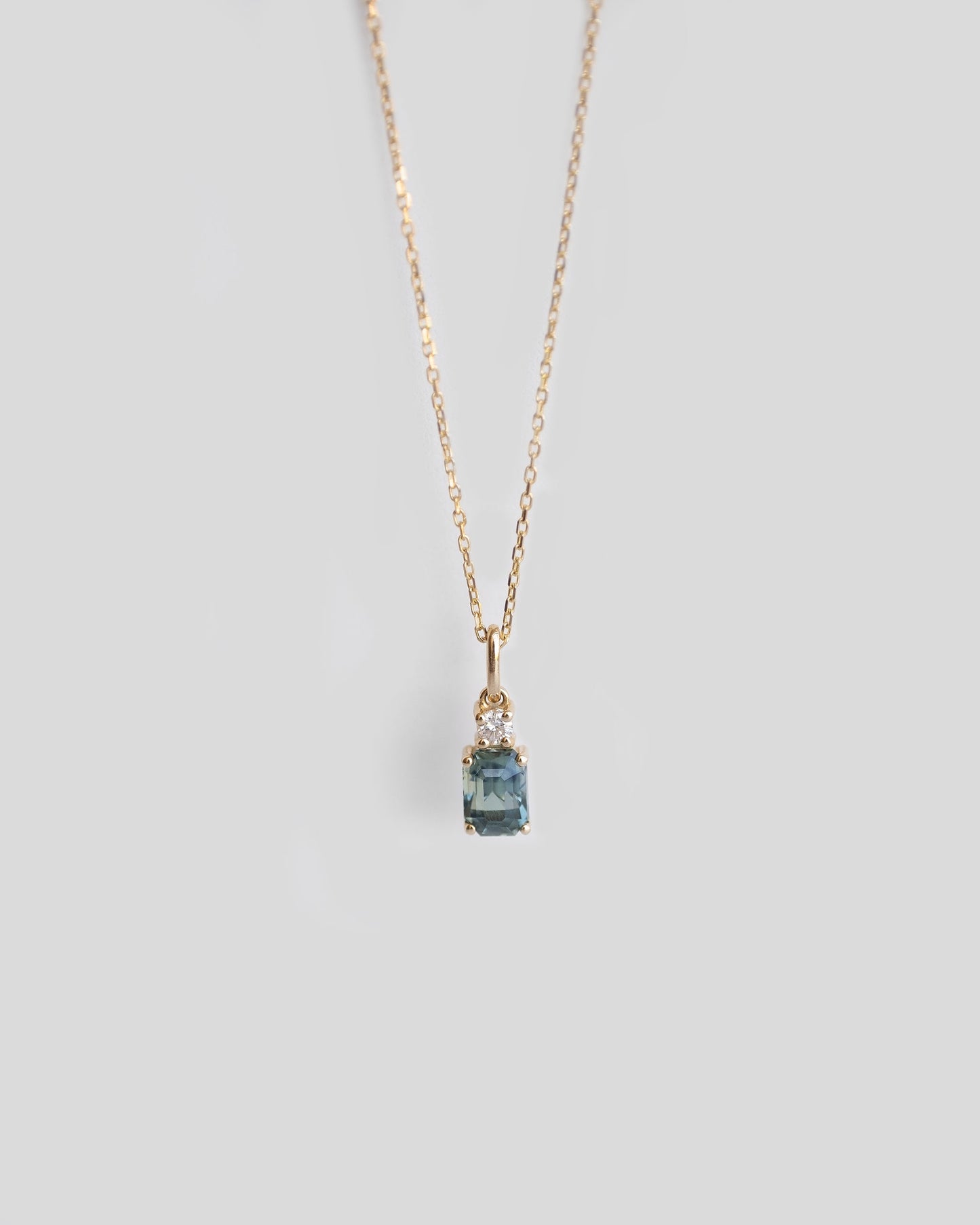 Teal Sapphire And Diamond Necklace