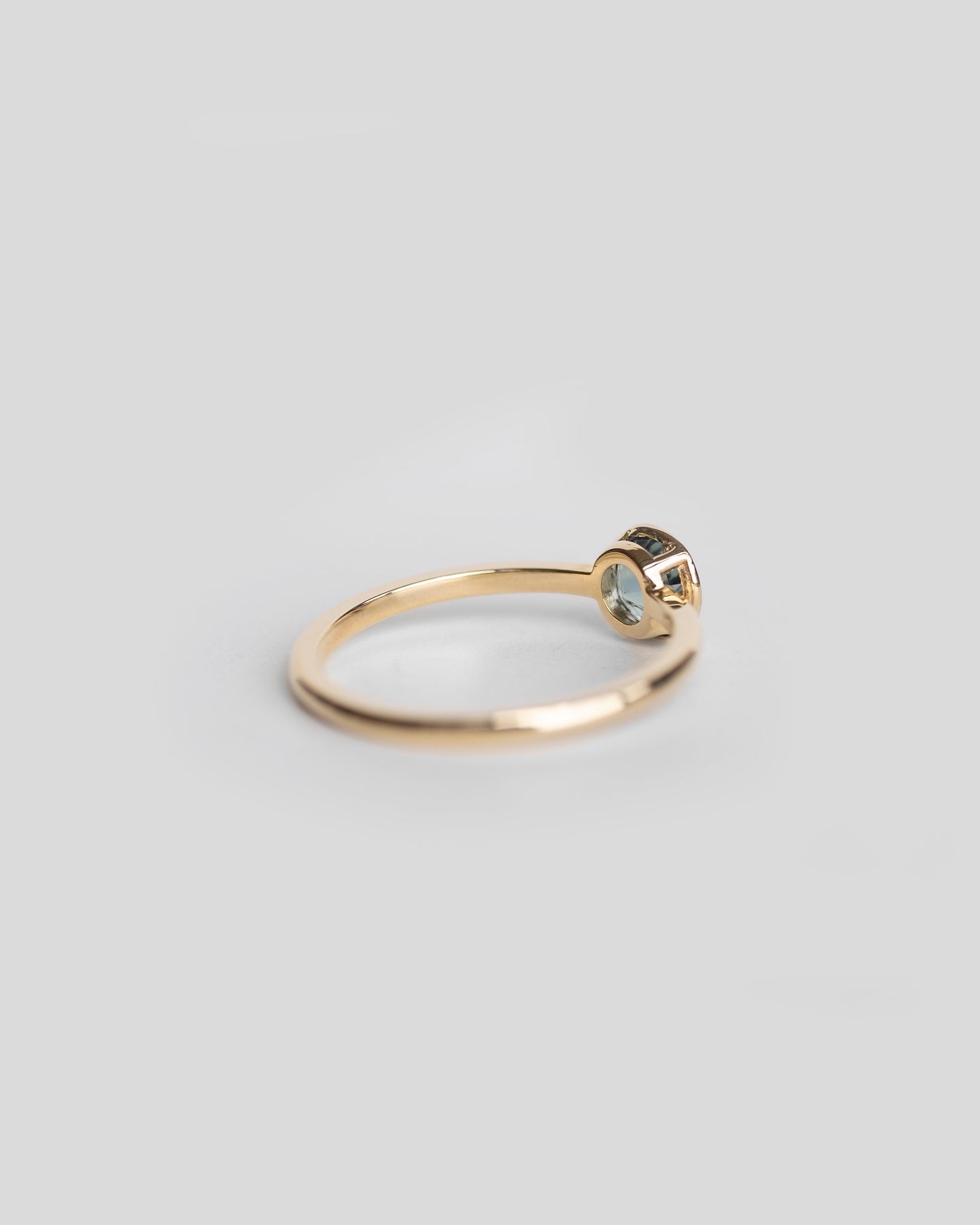 Bezel Set Teal Sapphire Ring