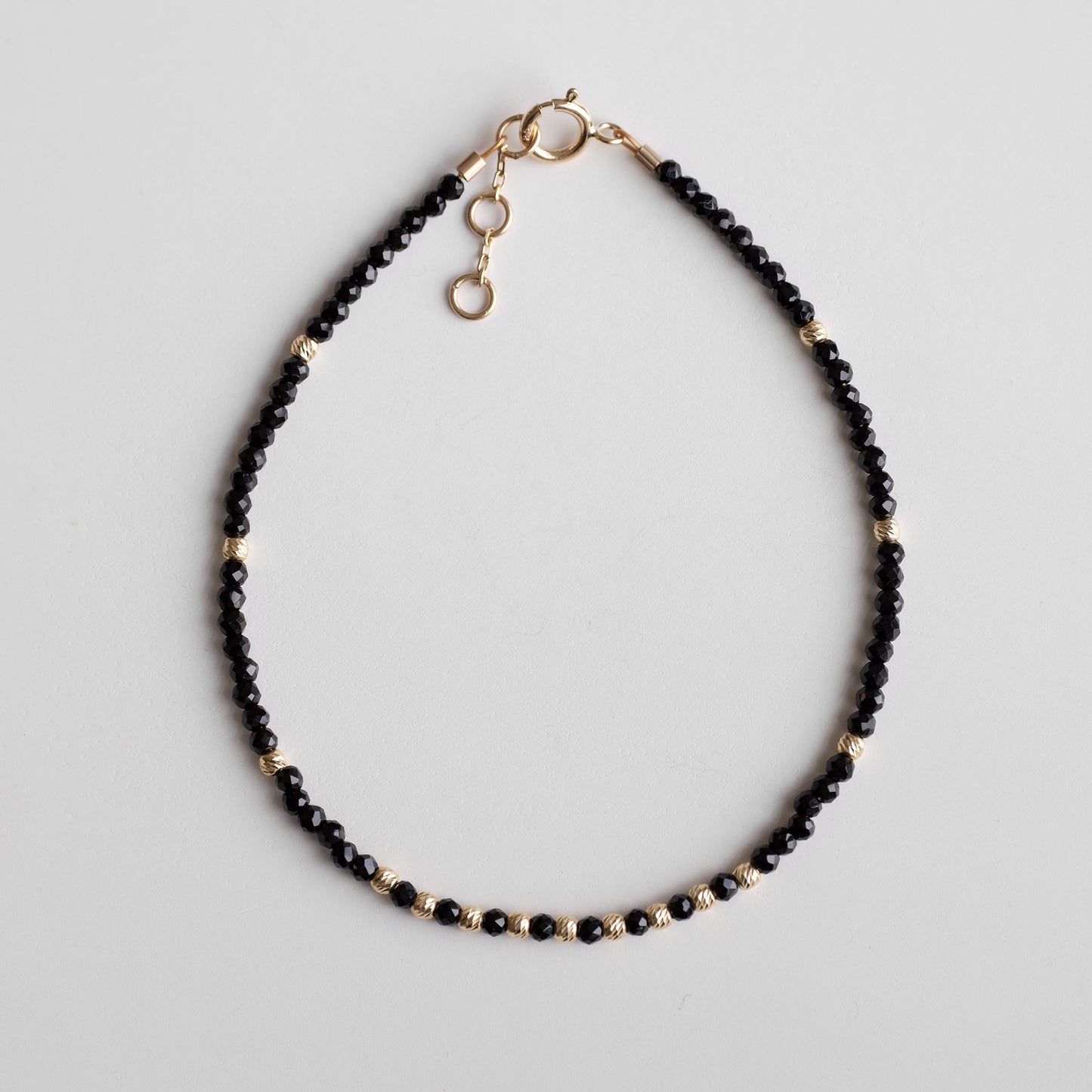 14K Solid Gold Black Spinel Bracelet