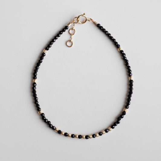 14K Solid Gold Black Spinel Bracelet