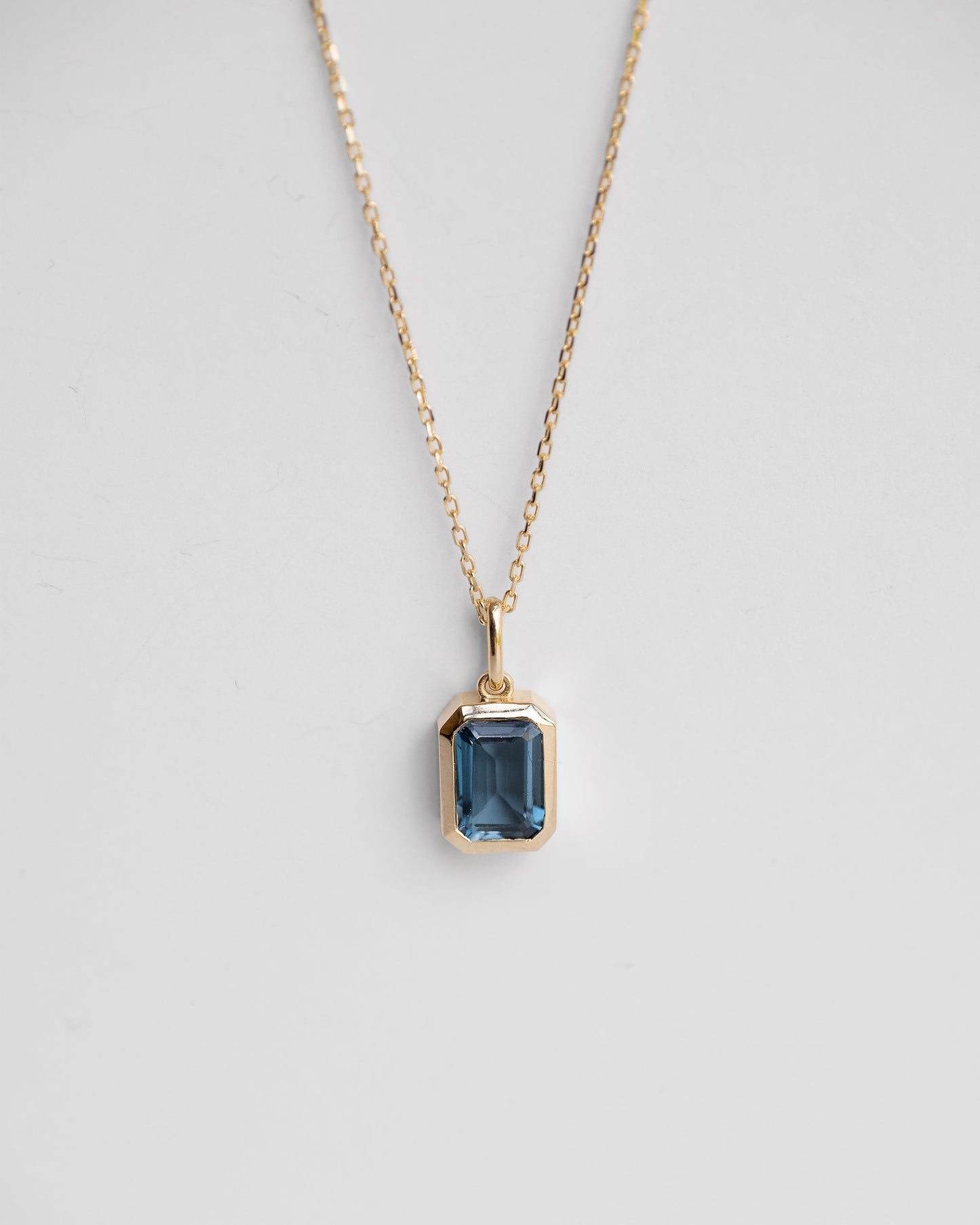Emerald Cut London Blue Topaz Pendant Necklace