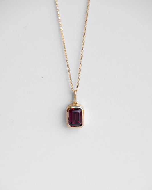 Emerald Cut Garnet Pendant Necklace