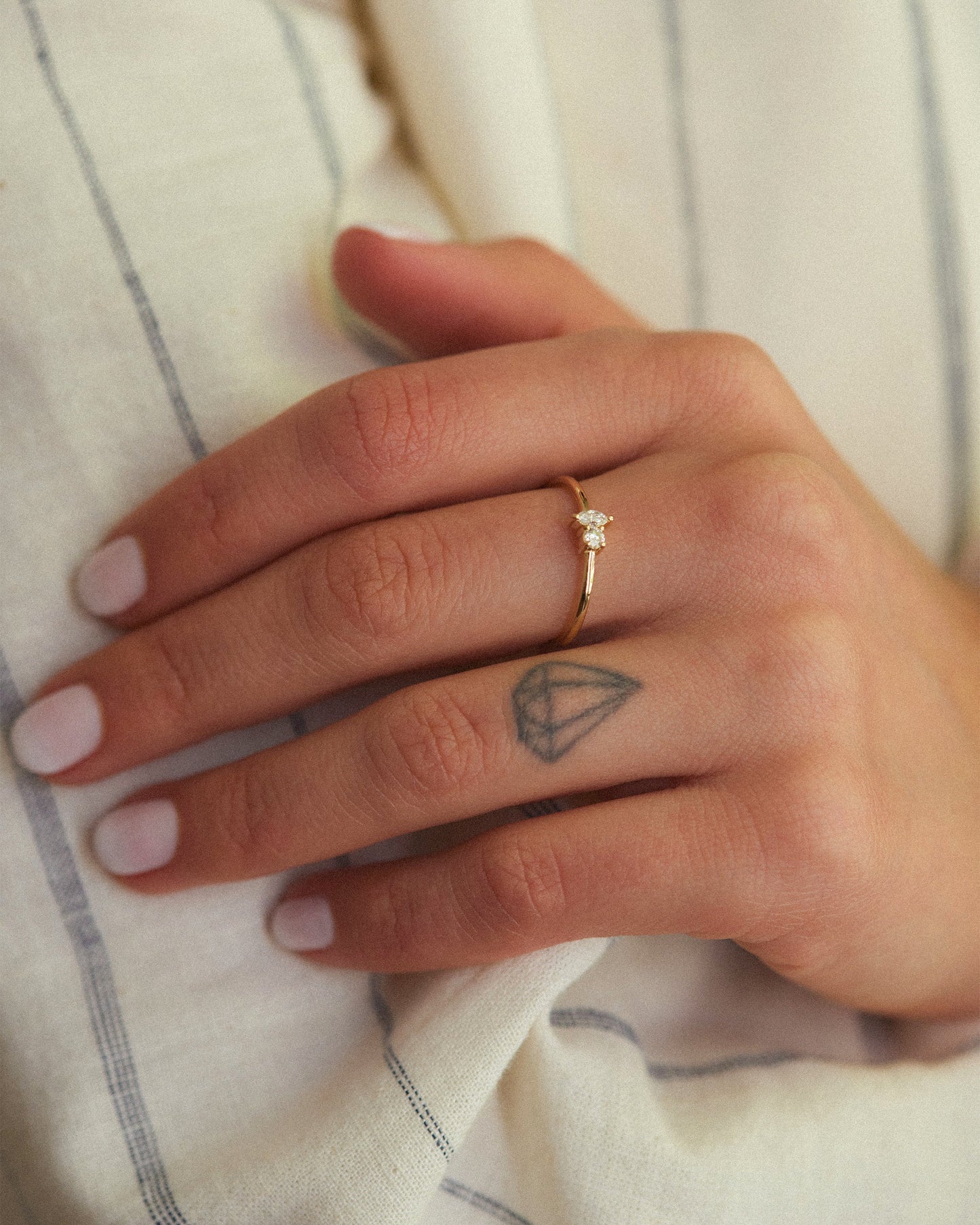 Marquise And Round Cut Diamond Ring