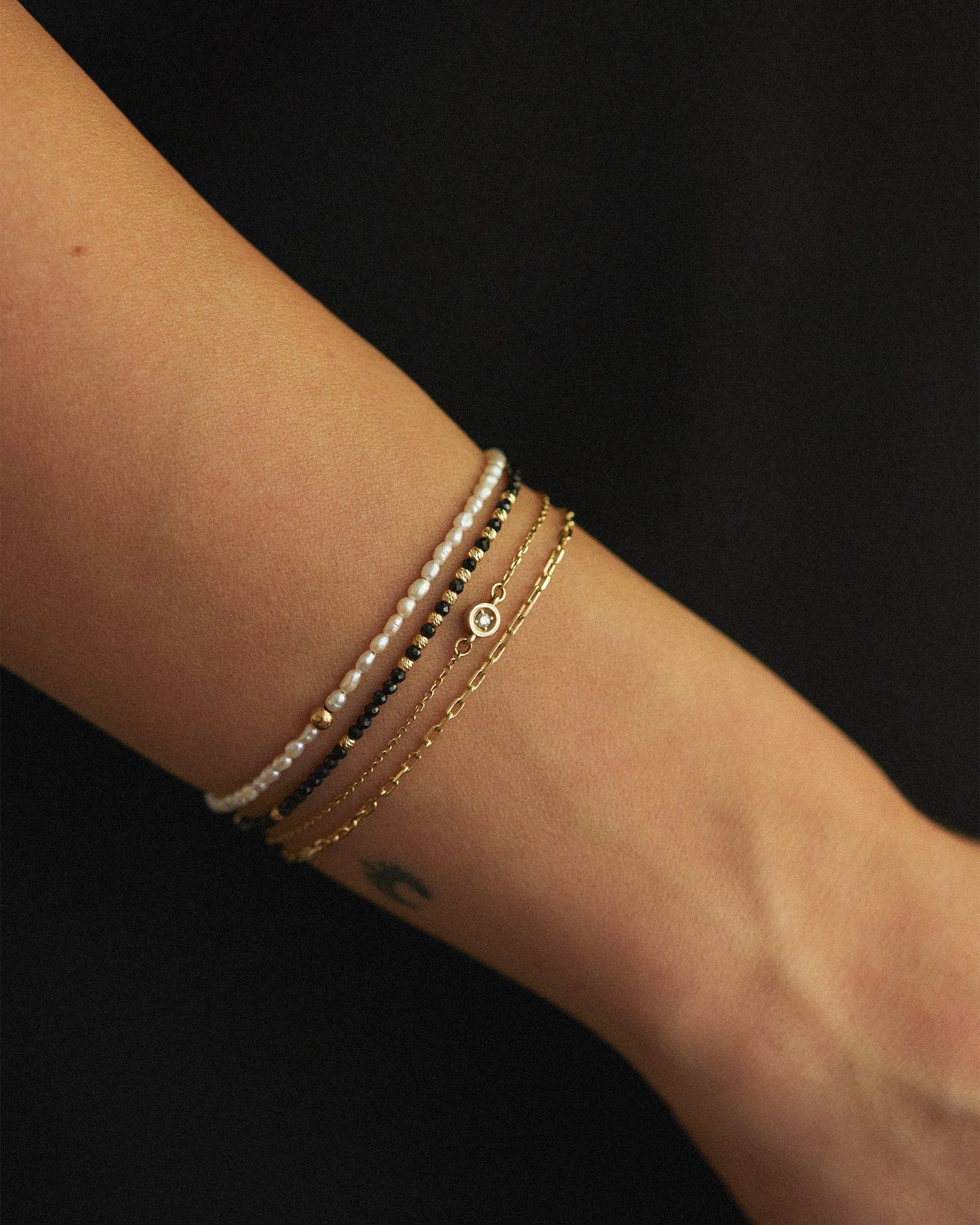 14K Solid Gold Pearl Bracelet