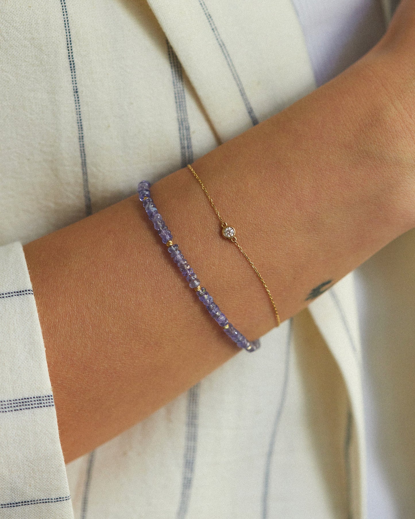 14K Solid Gold Tanzanite Bracelet