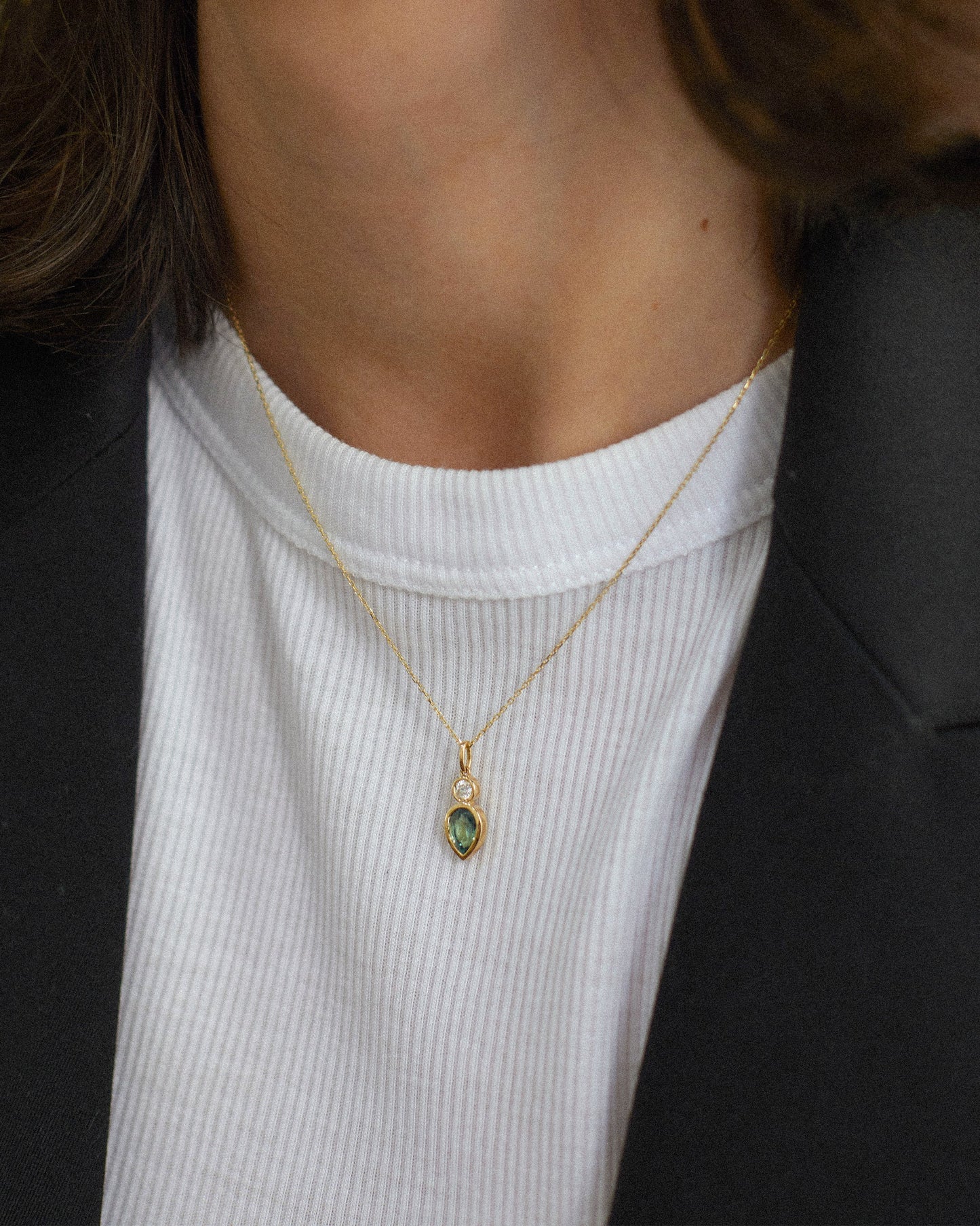 Bi-Color Teardrop Sapphire And Diamond Necklace