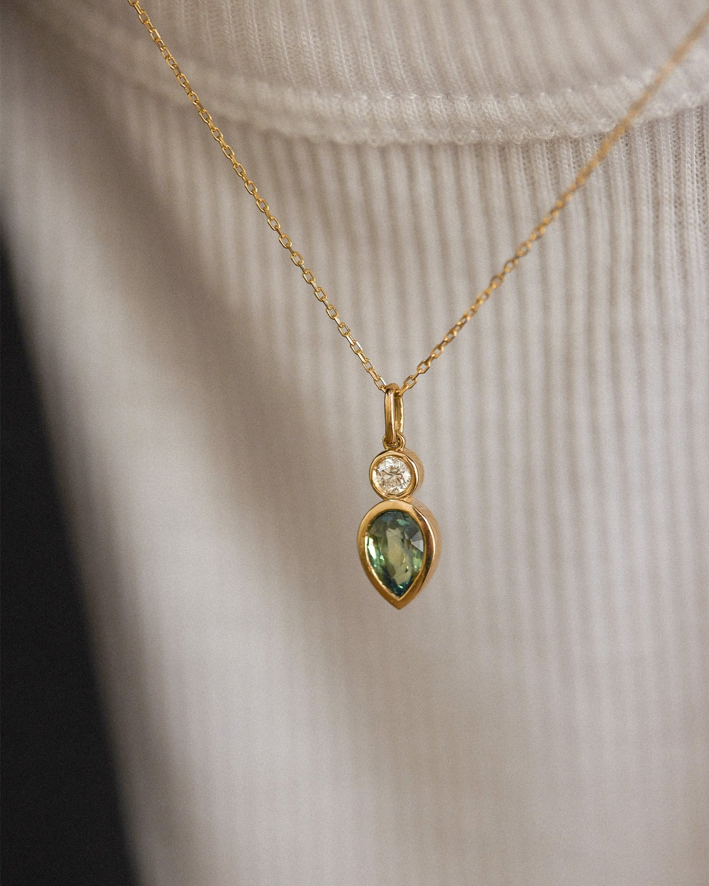 Bi-Color Teardrop Sapphire And Diamond Necklace