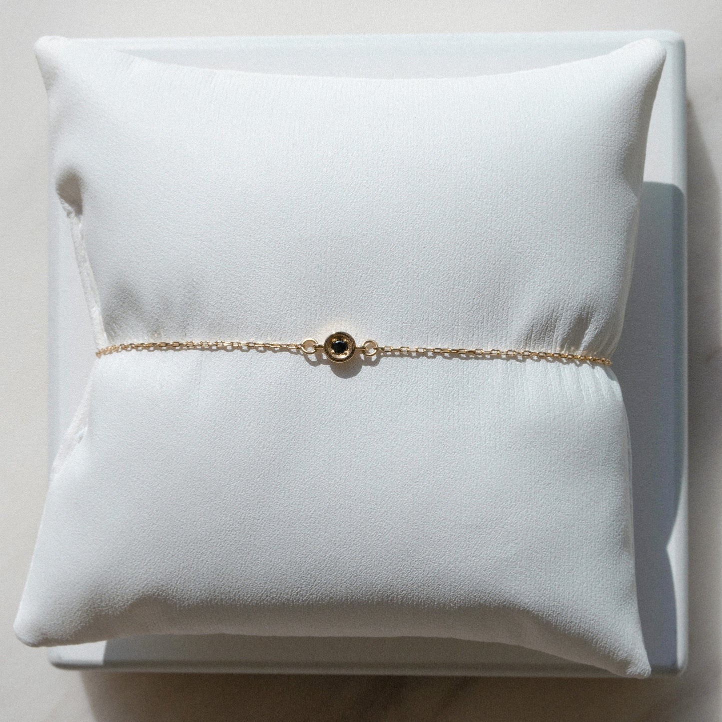 14K Solid Gold Black Diamond Solitaire Bracelet