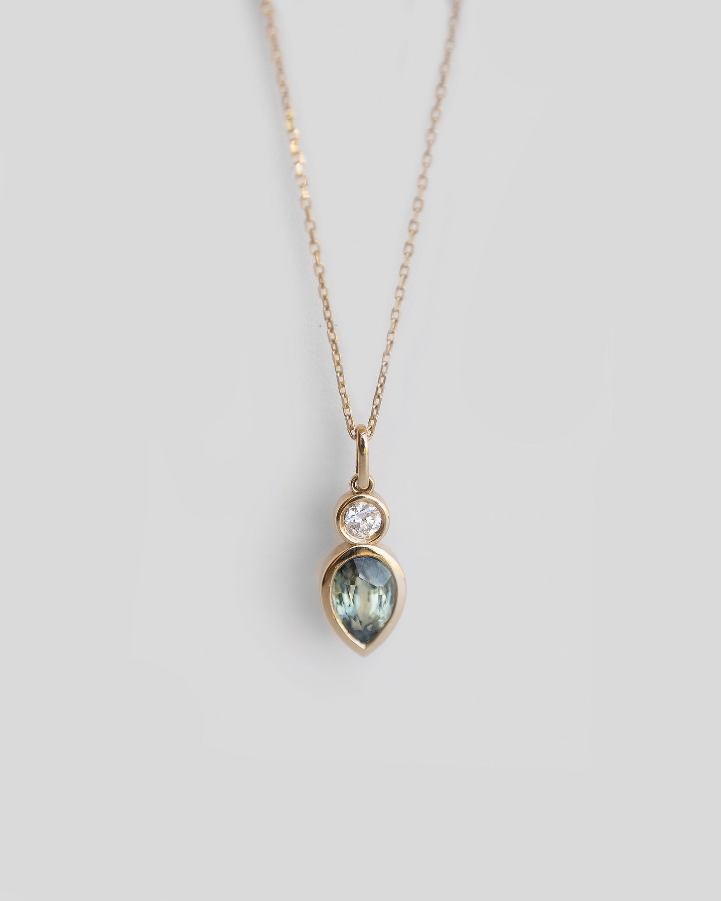 Bi-Color Teardrop Sapphire And Diamond Necklace