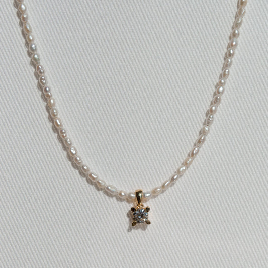 Pearl Necklace With 0.30ct Diamond Pendant