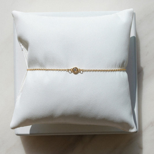 14K Solid Gold 0.06ct Diamond Bracelet
