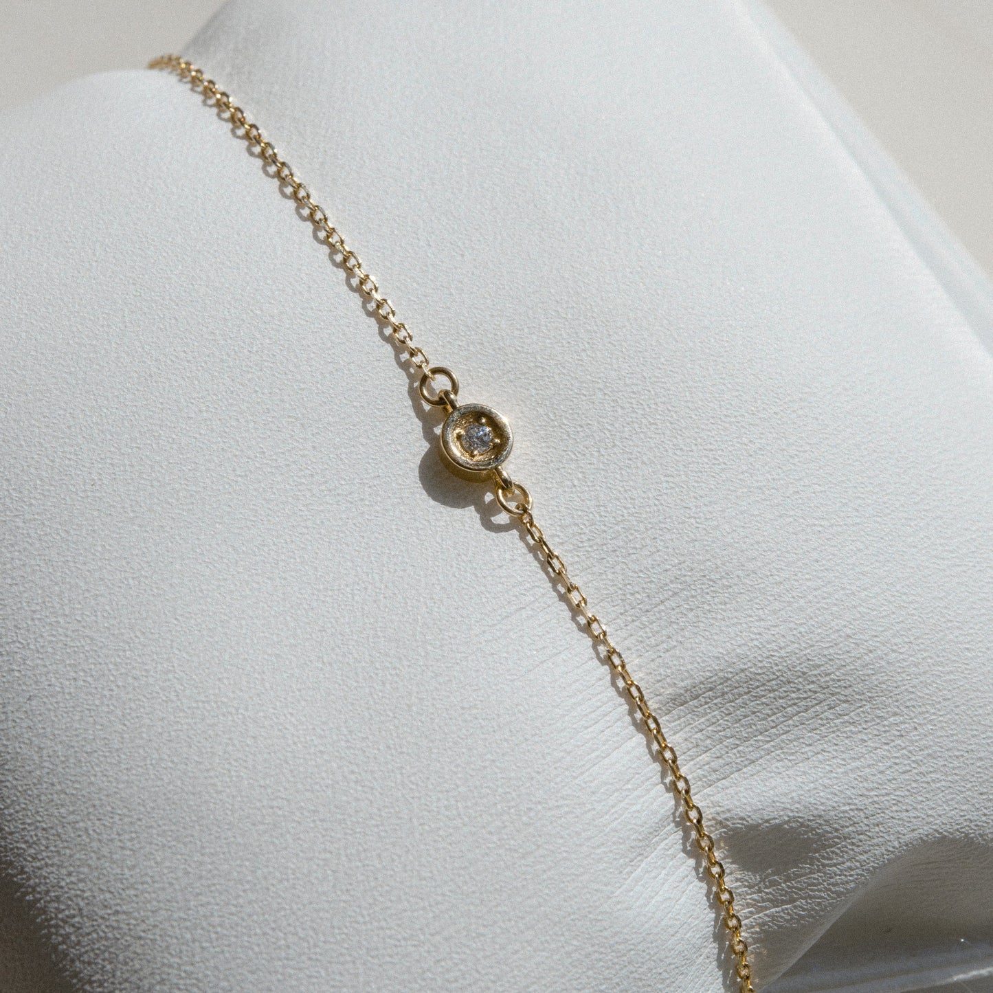 14K Solid Gold Solitaire Diamond Bracelet