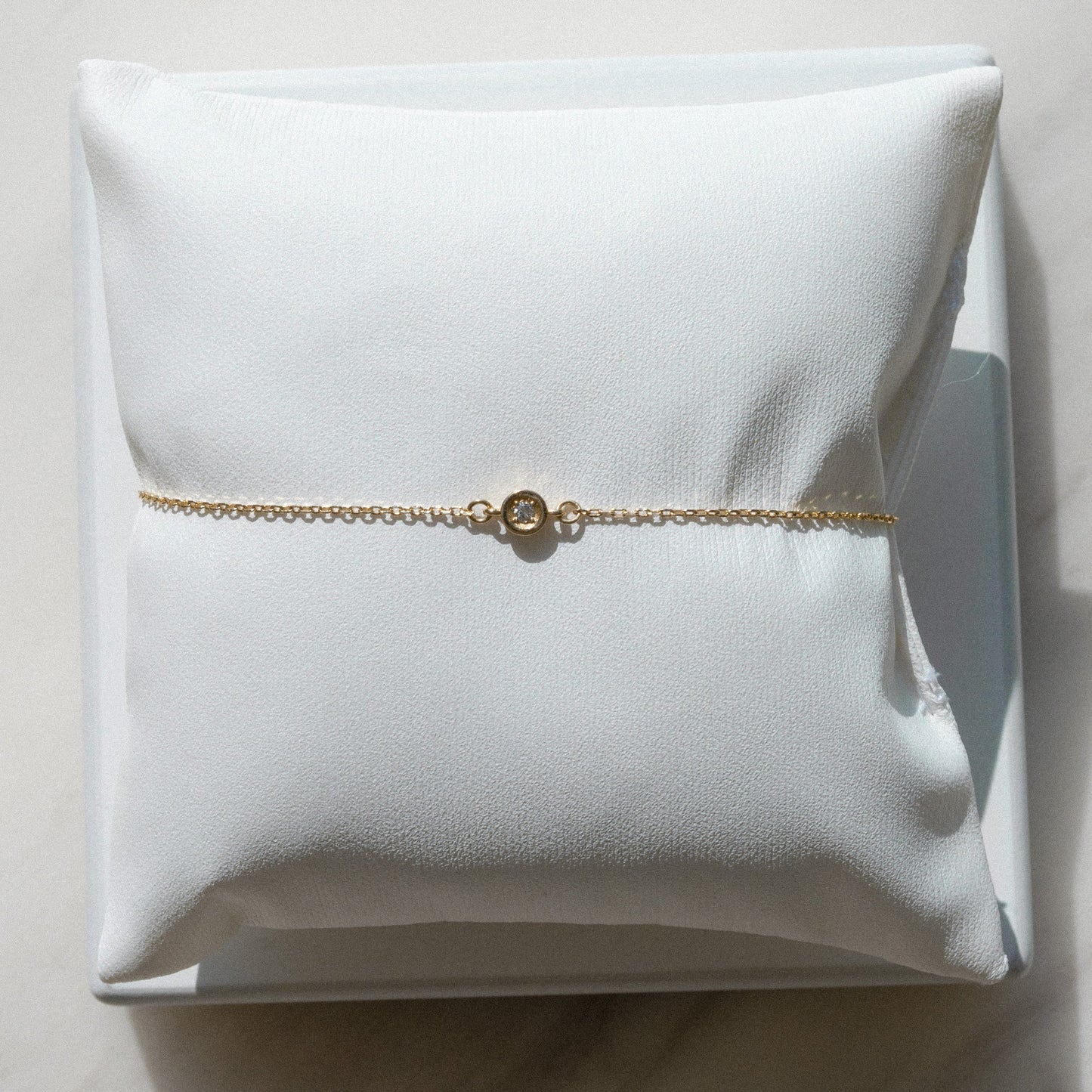 14K Solid Gold Solitaire Diamond Bracelet