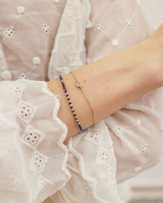 14K Solid Gold Solitaire Diamond Bracelet