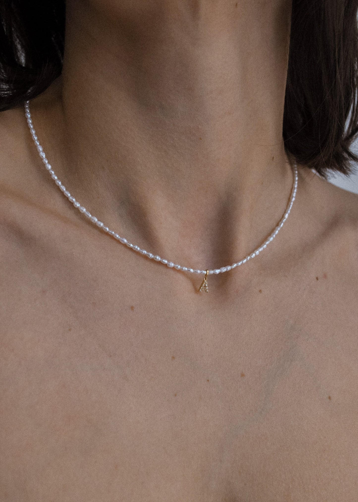 14K Solid Gold Diamond Initial Necklace