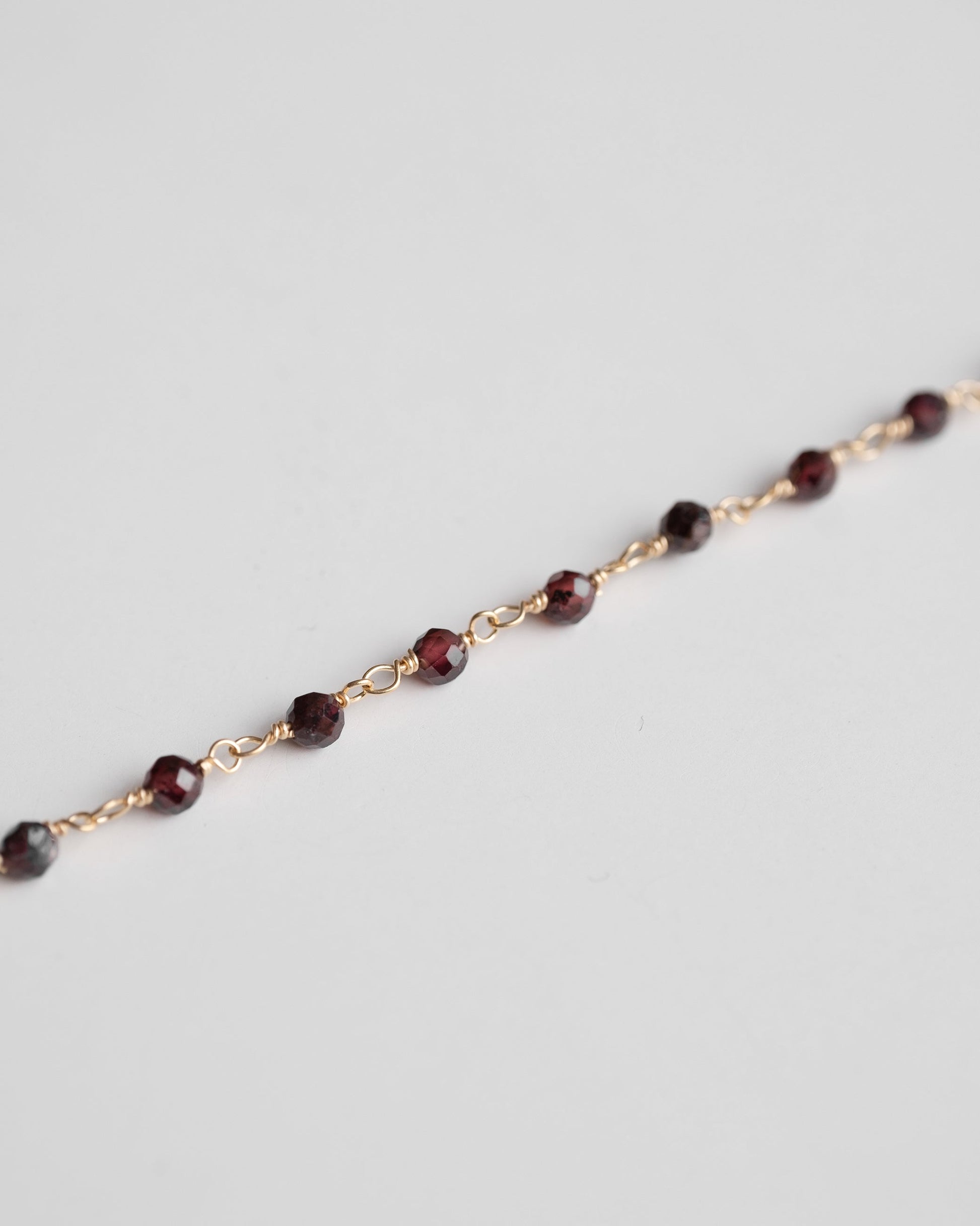 garnet chain bracelet, red stone beaded chain bracelet