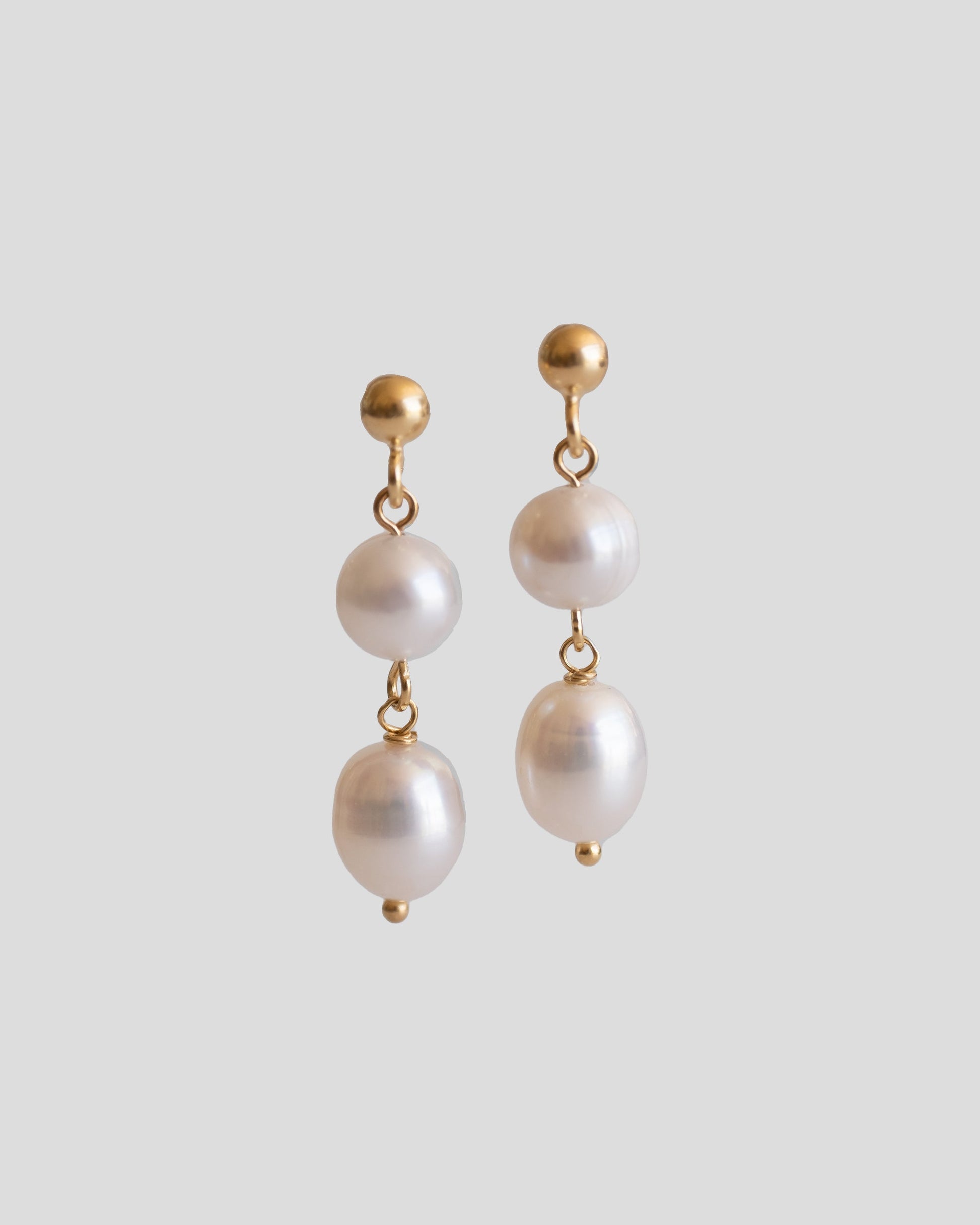 gold vermeil drop earrings with gold ball and pearls 
