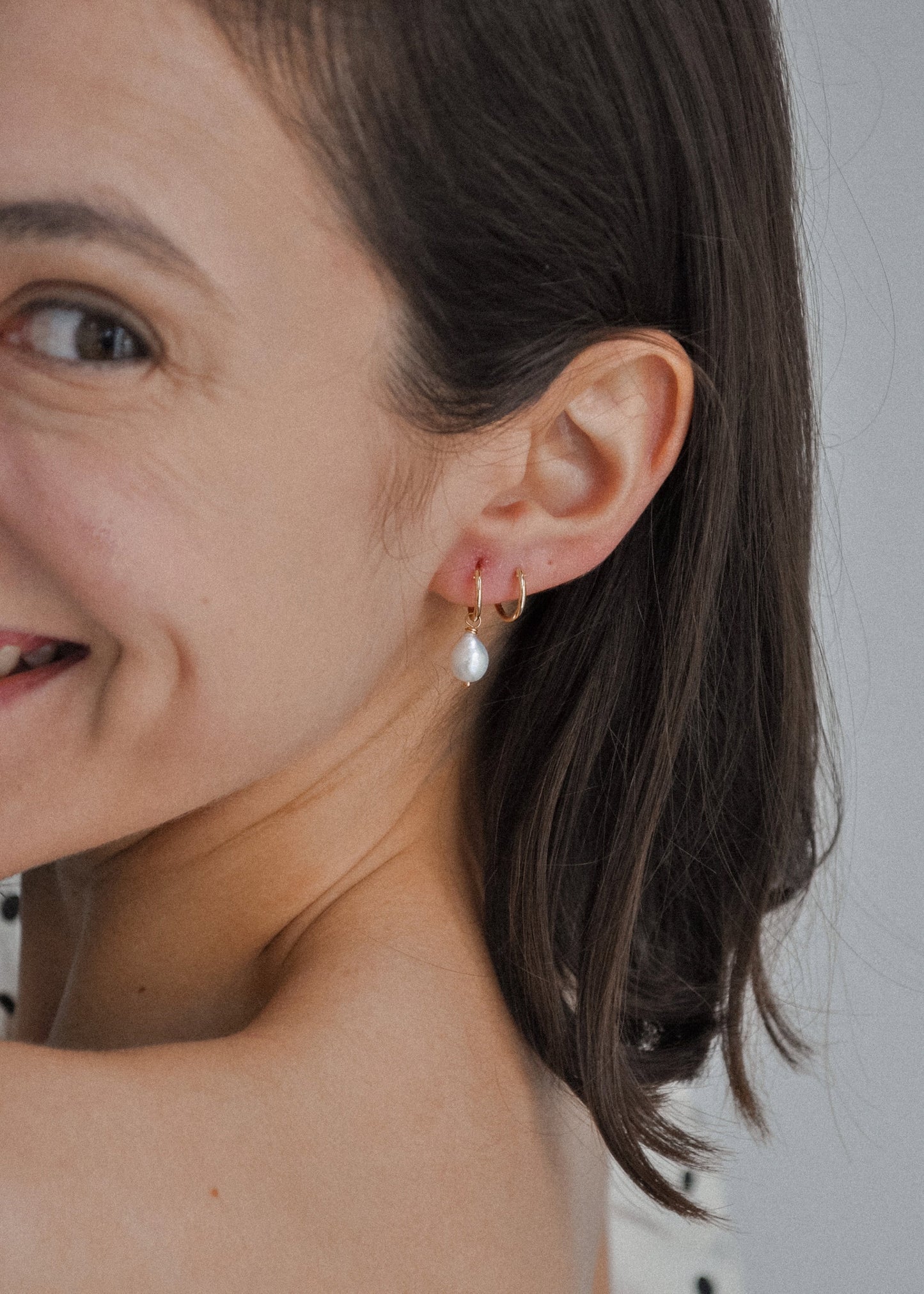 Solid Gold Pearl Hoops
