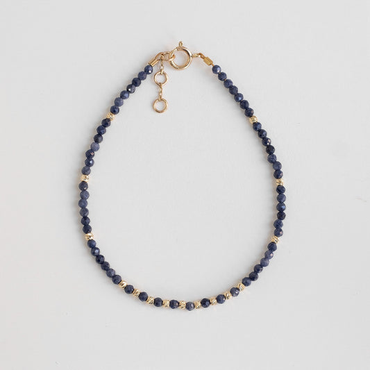 gold sapphire beaded bracelet